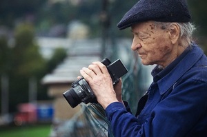 Poet and filmmaker Mekas in Kaunas. Photo by Milda Kiaušaitė