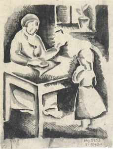 Marcė Katiliūtė. Iliustracija A. Vaičiulaičio apysakai „Mūsų mažoji sesuo“. 1936. Kalkinis popierius, tempera Marcė Katiliūtė. Iliustracija A. Vaičiulaičio apysakai „Mūsų mažoji sesuo“. 1936. Kalkinis popierius, tempera