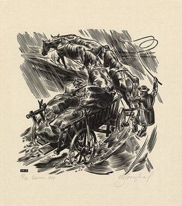 Vytautas Kazimieras Jonynas. Iliustracija K. Donelaičio poemai „Metai“. 1938–1940. Medžio raižinys Vytautas Kazimieras Jonynas. Iliustracija K. Donelaičio poemai „Metai“. 1938–1940. Medžio raižinys