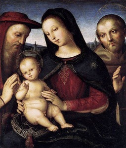 Rafaelio Santi. Madonna with child and saints, 1502. Berlin Art Gallery Rafaelio Santi. Madonna with child and saints, 1502. Berlin Art Gallery