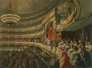 Mihály Zichy. "Show at Great Theatre", 1856, "Alexander II. Coronation Book of 1856" Mihály Zichy. "Show at Great Theatre", 1856, "Alexander II. Coronation Book of 1856"