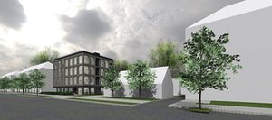 Administracinio pastato Savanorių pr. 239 projektinių pasiūlymų vizualizacija