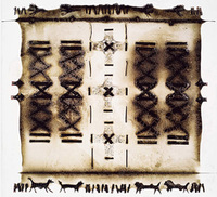 Stiklo plokštės iš ciklo „Medžioklės ženklai“, 2004. Stiklo plokštės iš ciklo „Medžioklės ženklai“, 2004.