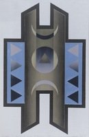 TIME AND SIGN III, 1989, coloured, mixed technique, 77 x 50.