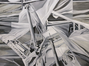 Juratė Jarulytė. „Neracionalūs pjūviai II“. Drobė, aliejus, 150 x 200 cm, 2012 Juratė Jarulytė. „Neracionalūs pjūviai II“. Drobė, aliejus, 150 x 200 cm, 2012