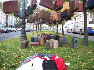 Installation "Are you going to be next", 2008. Various materials, suitcases. International Theatre Festival, Bydgoszcz, Poland. Photo from E. Markūnas archive Installation "Are you going to be next", 2008. Various materials, suitcases. International Theatre Festival, Bydgoszcz, Poland. Photo from E. Markūnas archive