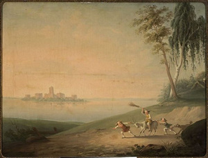 V. Smakauskas. A conversation piece scene at the Trakai lake shore, LDM.