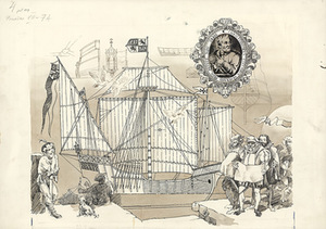 Arvydas Každailis (g. 1939). Iliustracija Aloyzo Každailio knygai „Laivai ir jūrininkai“. 1979. Kolumbo karavelė ir jo emblema. Popierius, tušas, sepija. Nac. M.K.Čiurlionio dailės muziejaus archyvas, skenavo Edgaras Austinskas Arvydas Každailis (g. 1939). Iliustracija Aloyzo Každailio knygai „Laivai ir jūrininkai“. 1979. Kolumbo karavelė ir jo emblema. Popierius, tušas, sepija. Nac. M.K.Čiurlionio dailės muziejaus archyvas, skenavo Edgaras Austinskas