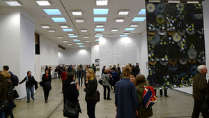 Opening moments. On the right - spatial work by Aistė Ramūnaitė. Greta Grendaitė photograph Opening moments. On the right - spatial work by Aistė Ramūnaitė. Greta Grendaitė photograph