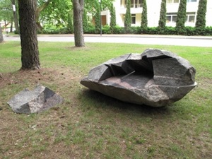 “Open”, 2013. Granite, 250 × 140 × 80 cm. Exhibition in Birštonas, 2014.