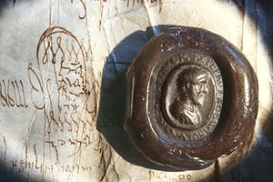 Karolio Didžiojo antspaudas, 807 m. Bayerisches Hauptstaatsarchiv, Miunchenas, Vokietija Karolio Didžiojo antspaudas, 807 m. Bayerisches Hauptstaatsarchiv, Miunchenas, Vokietija