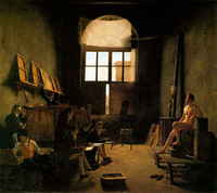 L. M. Cochereau. "Jean Louis David's studio", 1813. Louvre, Paris L. M. Cochereau. "Jean Louis David's studio", 1813. Louvre, Paris