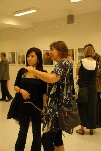 N. Korhonen speaking with a festival guest from North Korea N. Korhonen speaking with a festival guest from North Korea