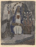 Natiurmortas su degančia žvake. 1974. Pop., mišri technika, 56 x 41,2 cm. Natiurmortas su degančia žvake. 1974. Pop., mišri technika, 56 x 41,2 cm.