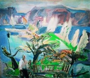 Čerkeso iškyšulys. Iš ciklo "Gražioji žemė". 1989 m., dr., aliejus. 100 x 120 cm Čerkeso iškyšulys. Iš ciklo "Gražioji žemė". 1989 m., dr., aliejus. 100 x 120 cm