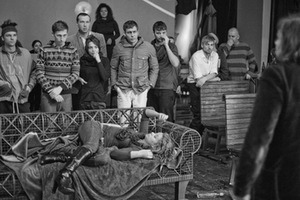 Performance “Banishment”. Fragment of rehearsal. Photo by Dmitrijus Matvejevas Performance “Banishment”. Fragment of rehearsal. Photo by Dmitrijus Matvejevas