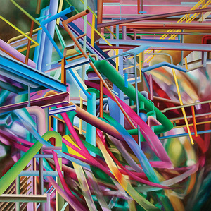 Jūratė Jarulytė. „Neracionalūs pjūviai VIII“. 2014. Drobė, aliejus, 200 x 200. Autorės nuotr.