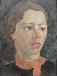 Marcė Katiliūtė. Merginos su oranžiniu šalikėliu portretas. 1932-1937 Marcė Katiliūtė. Merginos su oranžiniu šalikėliu portretas. 1932-1937
