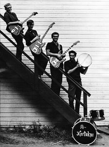 The band Kertukai in Palanga, KPI rest-house, 1968: G. Jurgilas, V. Juronis, S. Lukošius, A. Tatarskis (from personal archive of V. Juronis) The band Kertukai in Palanga, KPI rest-house, 1968: G. Jurgilas, V. Juronis, S. Lukošius, A. Tatarskis (from personal archive of V. Juronis)