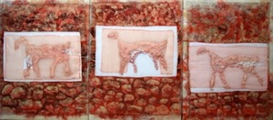 L. Kozlovienė. ”Crossing of Centuries”. 2009, 90x90cm. Mixed technique.