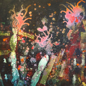 J. Rancevienė. „Koralai“, 80x80, drobė, aliejus, akrilas, 2013 m.