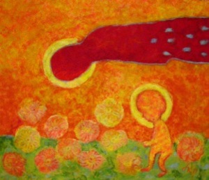 L.Kozlovienė. “Child”. 69x79cm. 2011. Needlepoint, felt.