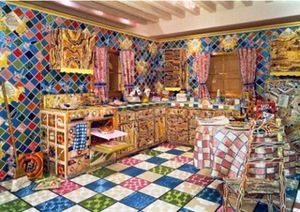 L. Lou. 'The Kitchen', 2005. Installation, beading. L. Lou. 'The Kitchen', 2005. Installation, beading.