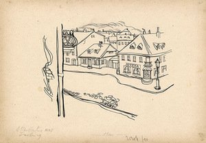 A. Vaičaitis. Rudoji vaistinė. Raiteliai. Iliustracija J. Kaupo knygai „Daktaras Kripštukas pragare“. 1948, Freiburgas. Popierius, tušas, 21,5 x 30,5 cm. Skenavo Edgaras Austinskas A. Vaičaitis. Rudoji vaistinė. Raiteliai. Iliustracija J. Kaupo knygai „Daktaras Kripštukas pragare“. 1948, Freiburgas. Popierius, tušas, 21,5 x 30,5 cm. Skenavo Edgaras Austinskas