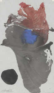 A. Vaičaitis. Abstrakcija. Japoniškas popierius, monotipija, akvarelė, 46 x 26 cm. Skenavo Edgaras Austinskas A. Vaičaitis. Abstrakcija. Japoniškas popierius, monotipija, akvarelė, 46 x 26 cm. Skenavo Edgaras Austinskas