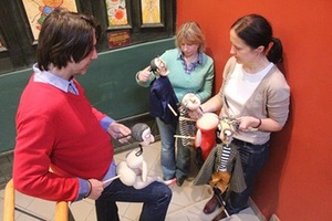 Director Boris (left) in the process of puppet production Director Boris (left) in the process of puppet production