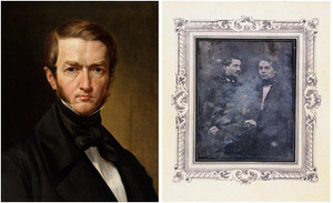 From the left: K. Ruseckas, “Self-portrait”, 1831 – 1840, Lithuanian Museum of Art. Boleslovas Ruseckas (on the left) with brother Tadas (?), St. Petersburg, 1850, Coloured daguerreotype, Lithuanian National Museum
