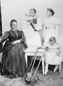 S. K. Kosakovskis sister Kotryna Lempicka with her brother's daughters Jadvyga (sitting down) and Gabrielė as wwell as grand daugther Marijolė Meištovičiūtė (on the nanny's hands). Vaitkuškis, 1897 07 17 (29). Property of National M. K. Čiurlionis Art Museum S. K. Kosakovskis sister Kotryna Lempicka with her brother's daughters Jadvyga (sitting down) and Gabrielė as wwell as grand daugther Marijolė Meištovičiūtė (on the nanny's hands). Vaitkuškis, 1897 07 17 (29). Property of National M. K. Čiurlionis Art Museum