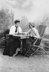 Game of chess: Antanina Bower Saint Clair (on the right) and Kosakovskiai' children's teacher Adelė Sługocka. Vaitkuškis, 1902 08 05. Property of National M. K. Čiurlionis Art Museum Game of chess: Antanina Bower Saint Clair (on the right) and Kosakovskiai' children's teacher Adelė Sługocka. Vaitkuškis, 1902 08 05. Property of National M. K. Čiurlionis Art Museum