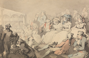 Tomas Rovlandsonas. „Publika stebi pjesę Drury Lane teatre“, 1785 m., Yale Center for British Art, Didžioji Britanija