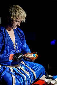 T.Lagūnavičius during a performance "Consumer's Decalogue". Photo by Karolina Černevičienė T.Lagūnavičius during a performance "Consumer's Decalogue". Photo by Karolina Černevičienė