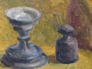 Eglė Velaniškytė. Natiurmortas su taure ir svareliu, 2013. Eglė Velaniškytė. Natiurmortas su taure ir svareliu, 2013.