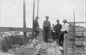Architect-engineer Feliksas Vizbaras, during the construction of his house. Architect-engineer Feliksas Vizbaras, during the construction of his house.