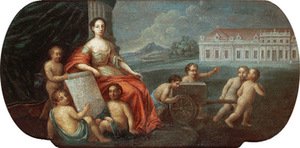 Anonimas. „Eleonora Čartoriska priešais Volčino rūmus“, XVIII a., Čartoriskių muziejus, Krokuva, Lenkija